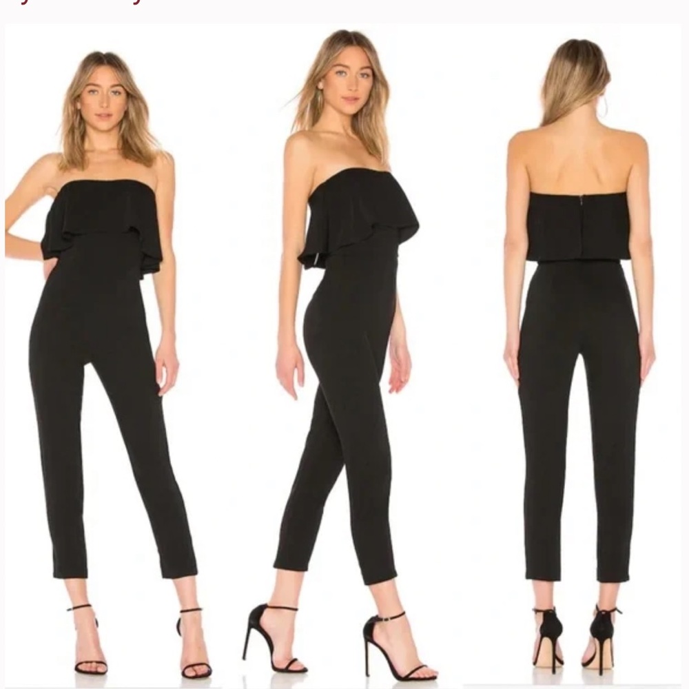 Revolve By The Way Reina Ruffle Jumpsuit in Black S
